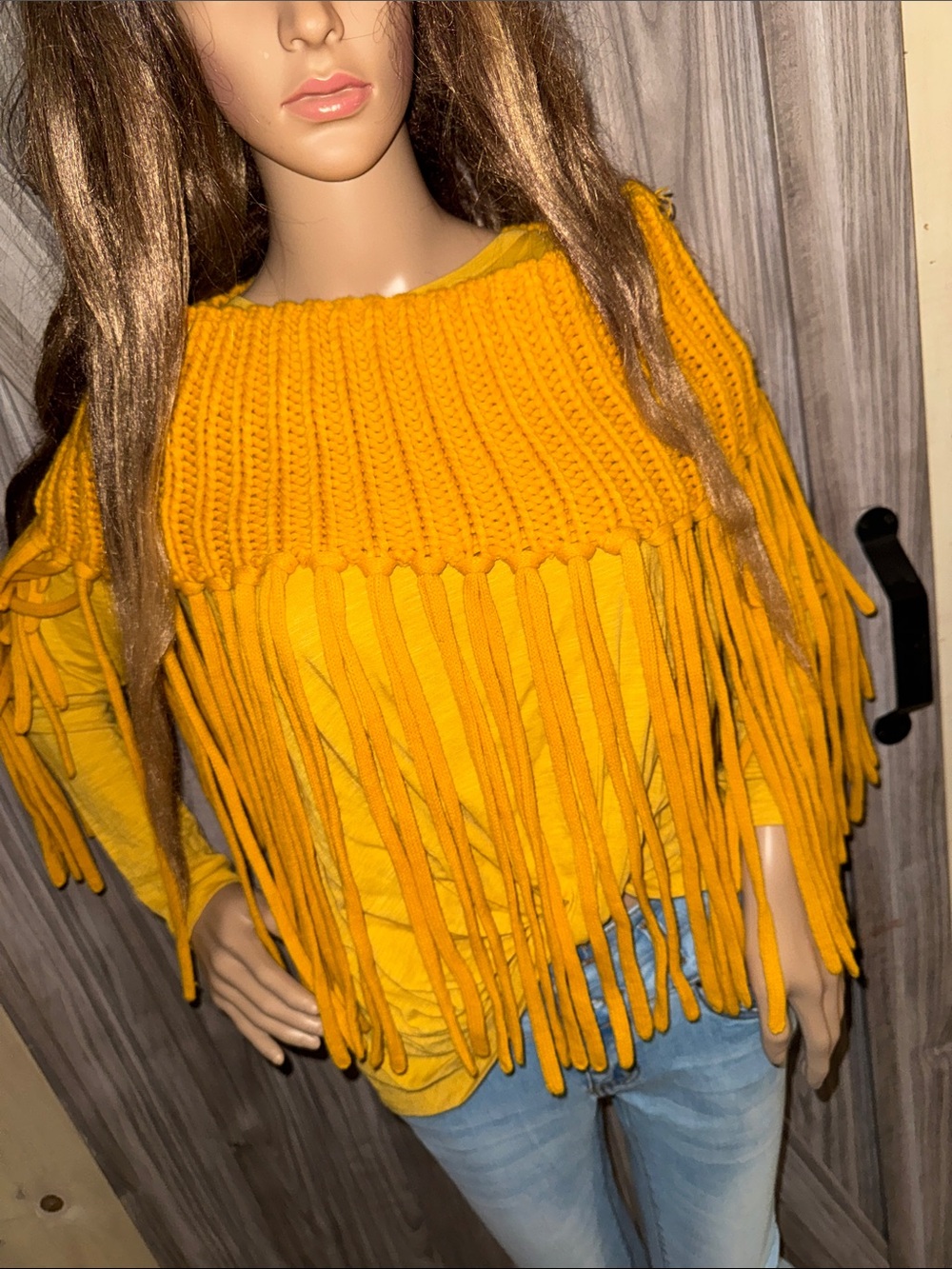 Mustard Knit Fringe Scarf - Women Accessories